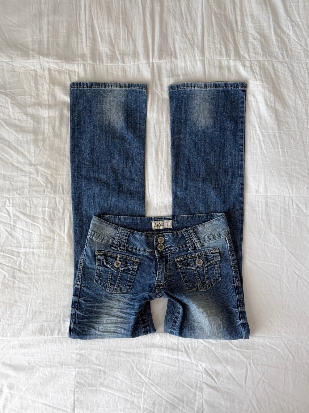 Y2K Angels Low Rise Bootcut Flare Denim Jeans Juniors Size 5